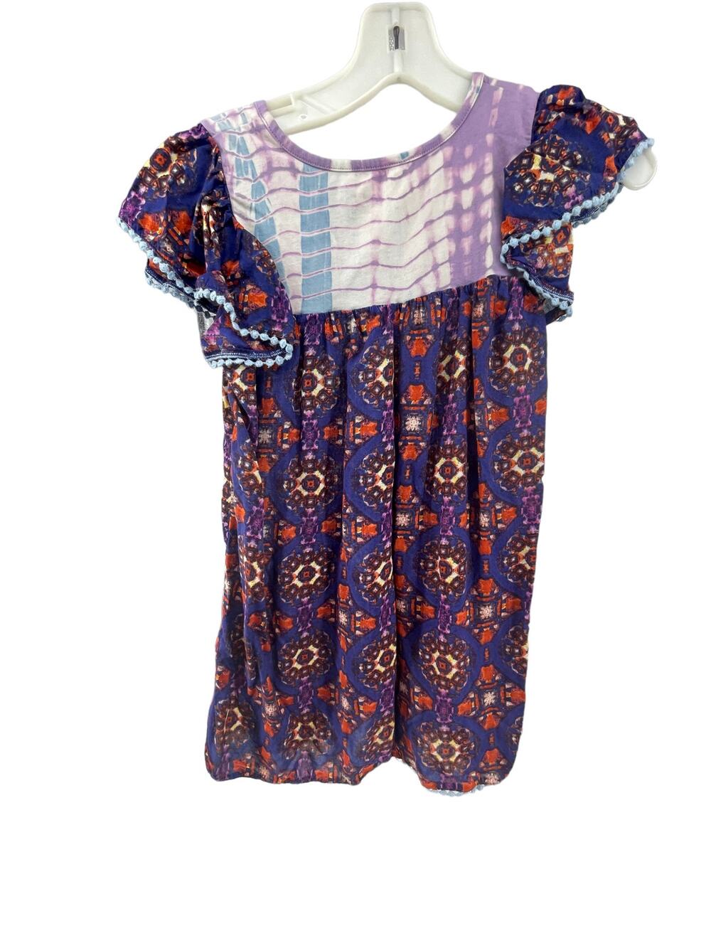 Jak & Peppar Girls Mixed Media Multicolored Short Sleeve Mini Dress Youth Size 8